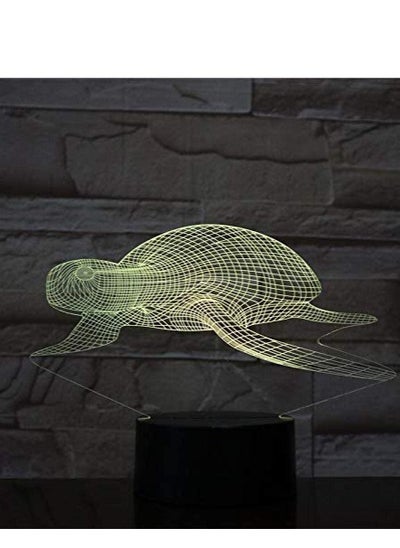 اشتري 3D Sea Turtle LED Acrylic Multicolor Night Light with Touch Remote Control Illusion Home Decoration Lights في الامارات