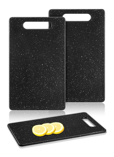 اشتري 2 Pack Bar Counter Cutting Boards Mini Plastic Cutting Board Set Kitchen Dishwasher Safe Granite Colorful Cutting Boards for Camping Food Fruit Prep Vegetables Easy Grab (Black, 6" x 10") في السعودية