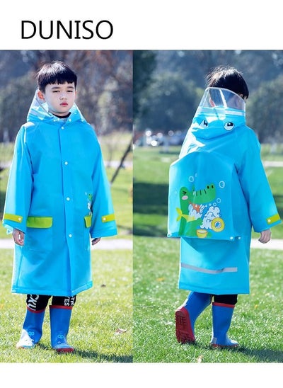 اشتري Raincoat For Kids Portable EVA Rain Coats With Bag Cover Reusable Rain Poncho with Hood and Sleeves For Cycling Travelling Fishing Hiking Camping L في الامارات