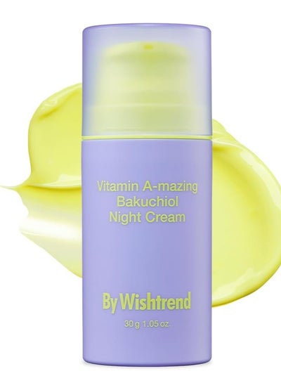 Buy By Wishtrend Vitamin A-mazing Bakuchiol Night Cream, Retinal moisturizer to start well-aging, Retinol, Night treatment for fine line, saggy, dry skin for sensitive skin, 1.05 oz, 30g in UAE