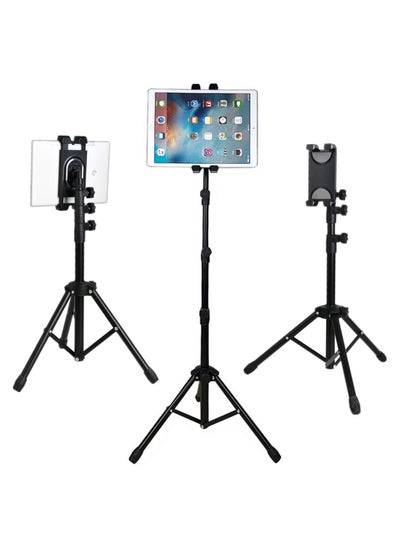 اشتري iPad Tripod Mount Tablet Holder Stand, 360 Adjustable Cradle Bracket Tripod Mount for iPad & Mobile (For 7-13 inch Tabs) في الامارات