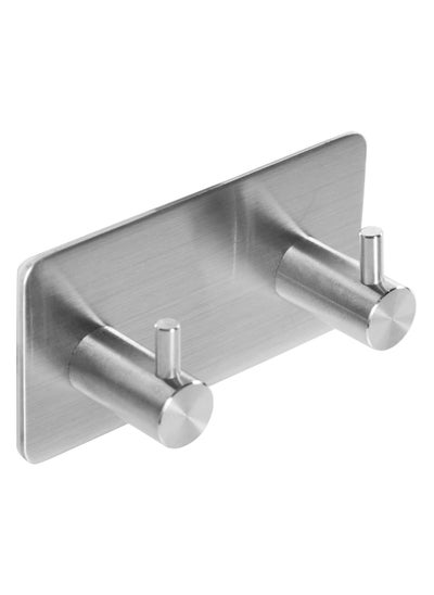 Buy Adhesive Towel Hooks for Bathrooms Shower no drill Heavy Duty Wall Hooks self adhesive towel rack Stick On Wall Coats Hooks Brushed nickel Adhesive hanger for Kitchen,Door,Key,2 Hooks Silver in UAE