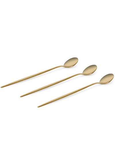 Buy Freya 3-Piece Cocktail Spoon Set, Gold - 22.5 cm in UAE