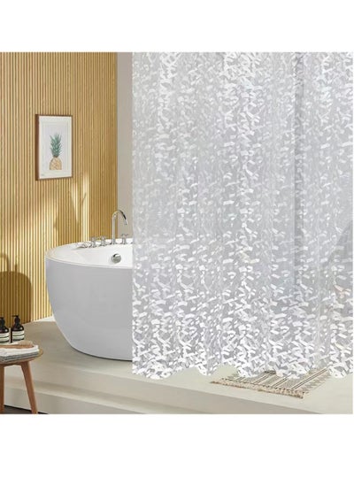 اشتري 1-Piece Bathroom Translucent Shower Curtain Waterproof Shower Curtain PEVA 200x180 Centimeter في الامارات