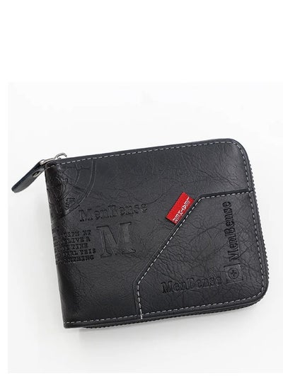 Buy Mens Zipper Wallet Leather Card Wallet for Men with External Zipper and 6 Interior Pockets and Snap Pocket for Coin Purse Men in Egypt