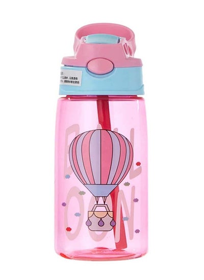 اشتري Kids Water Bottle with Silicone Straw and Handle, Easy Use for Girls and Boys, BPA-free Water Bottle for Kids 480 ML -Pink في الامارات