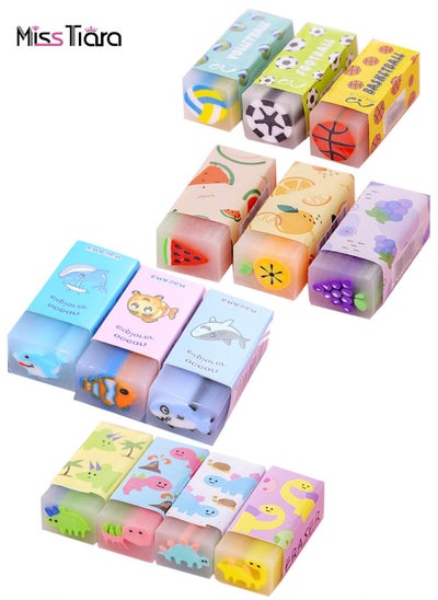 Buy 13 Stylish and Cute Cartoon Design Eraser Sets in UAE