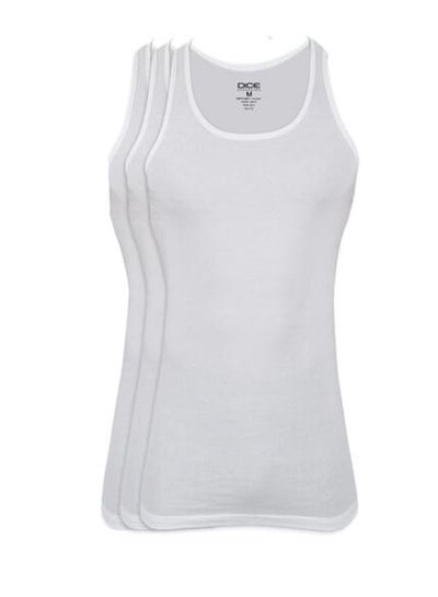Buy White men's sleeveless t-shirt, 100% cotton, 3 pieces in Egypt