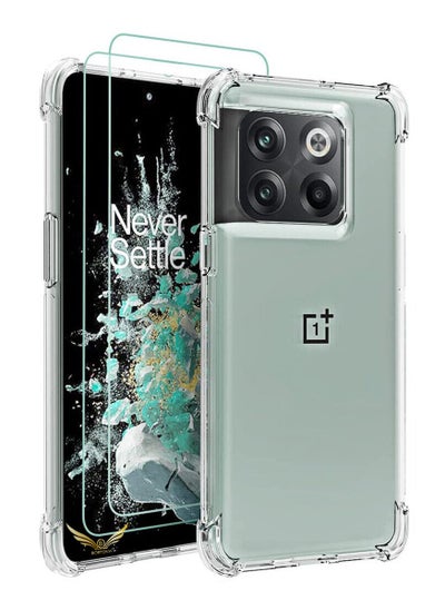 Buy Oneplus 10T 5G Case Clear Case with 2pcs Screen Protector Reinforced Corners TPU Shock-Absorption Flexible Cell Phone Cover for Oneplus 10T in UAE