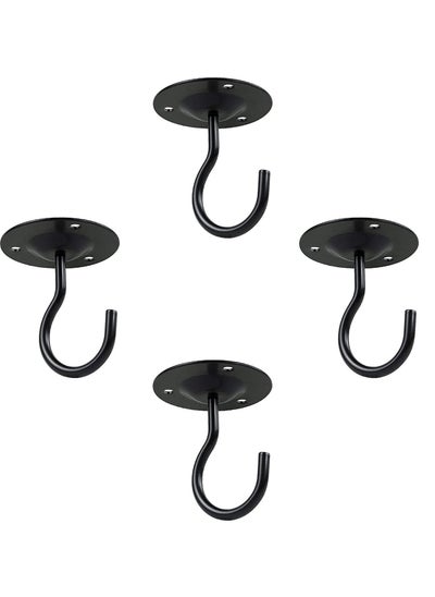 Buy Ceiling Hooks,Premium Heavy Duty Metal Hangers, Wall Mount Hangers for Hanging Bird Feeders, Planters, Lanterns, Artworks, String Lights, Wind Chimes, Baskets, 4PCS Black in Saudi Arabia