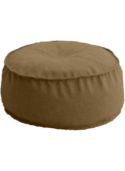 Buy Linen Round Ottomans Floor Cushion Camel in Saudi Arabia