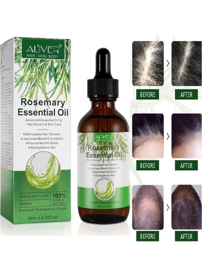 Buy 60 ml Rosemary Essential Oil  for Hair Growth Pure Organic Rosemary Oil for Dry Damaged Hair and Growth Hair Scalp Oil  Pure and Natural Premium Quality Oil Hair Loss Treatment Oil for Men and Women in UAE