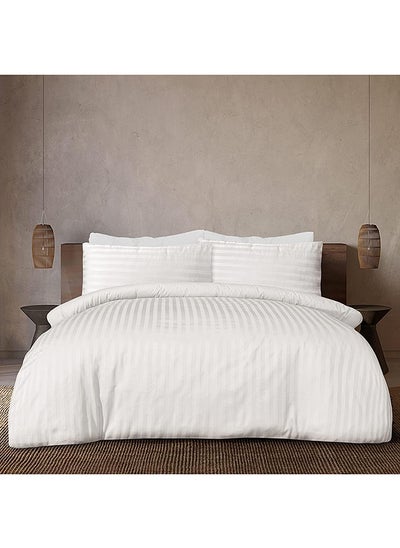 Buy HOTEL COLLECTION Stripe Double White Duvet Cover set with 2 Pillow Case 220x240 cm in UAE