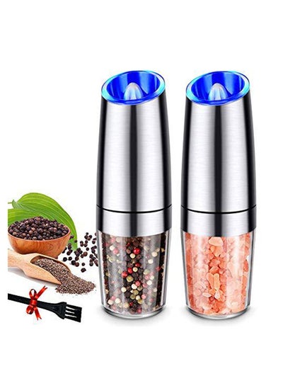 Buy Gravity Electric Salt and Pepper Grinder Set with LED Light Adjustable Coarseness Automatic Pepper Mill Grinder One Hand Operation 2 Pack in UAE