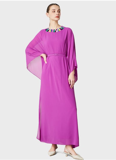 Buy Flared Sleeve Belted Kaftan in Saudi Arabia