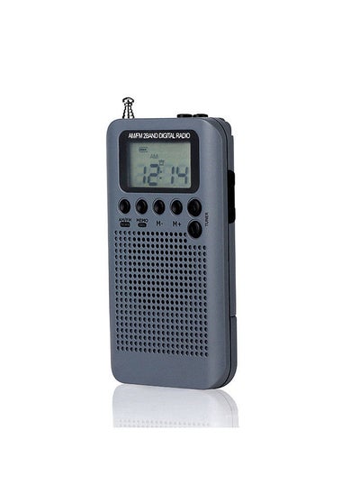 Buy HRD-104 Portable AM/ FM Stereo Radio Pocket 2-Band Digital Tuning Radio Mini Receiver Outdoor Radio w/ Earphone Lanyard 1.3 Inch LCD Display Screen in Saudi Arabia