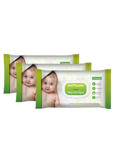 Buy Aloe Vera Based Natural Wet Wipes For Babies With Goodness Of Vitamin E | For Moisturizing Skin | Antibacterial Baby Wipes | Combo Of 3 X 72 Pieces (216) in UAE