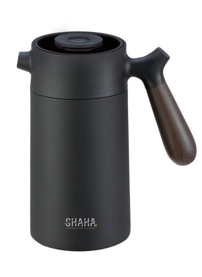 Buy Stainless Steel Vacuum Flask Wooden Handle 14L Black in Saudi Arabia