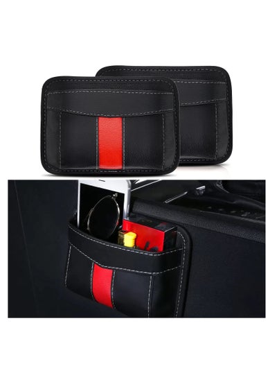 Buy Car Seat Side Pocket Organizer 2 Pack, PU Leather Car Side Pocket Organizer, Auto Interior Accessories Universal for Door Window Console, Mini Storage Bag Holds Phones Cards Sunglasses Wallets (Black) in Saudi Arabia