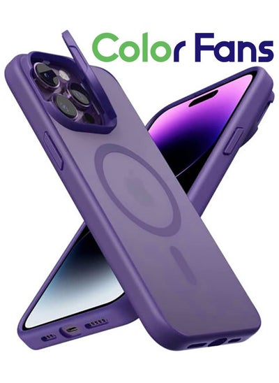 Buy Magsafe Case for iPhone 15 Pro Max Camera Ring Stand Magnetic Cover Purple in Saudi Arabia