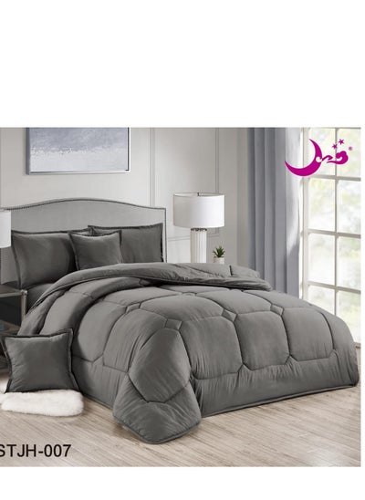 Buy Royal, comfortable and soft single bed comforter set, 6 pieces, double solid in Saudi Arabia