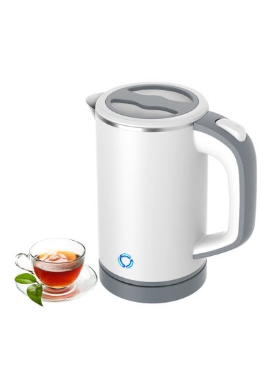 اشتري Small Electric Kettle, Travel Mini Hot Water Boiler Heater, 304 Stainless Steel 0.8L Portable Electric Kettles or Boiling Water,  with Auto Shut-Off for Camping, Travel, Office and More (White) في السعودية