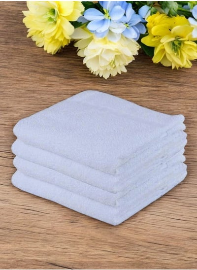 Buy 4 white cotton towels 30x30 cm in Saudi Arabia