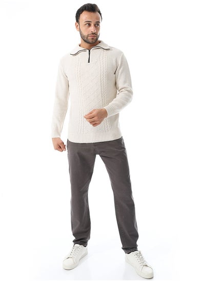 اشتري Multi Knitted Patterns Pullover_Off White في مصر