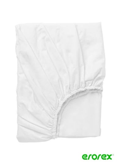 Buy Fitted sheet white 90x200 cm in Saudi Arabia