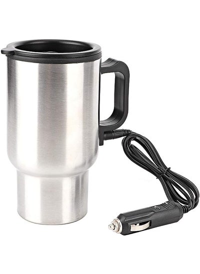 Buy Stainless Steel Car Electric Heating Mug Drinking Cup Travel Kettle Water Boiler for Water Tea Coffee Milk in UAE