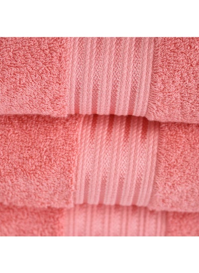 Buy 10 Pcs Events Dyed Towel set 550 GSM 100% Cotton Terry Viscose Border 2 Bath Towel (75x145) cm 2 Hand Towel (50x90) cm 6 Face Towel (33x33) cm Premiun Look Luxury Feel Extremely Absorbent Peach Color in UAE