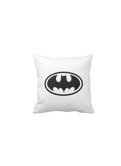 اشتري Square pillow with "Batman logo" print, white, size 40x40 cm في السعودية