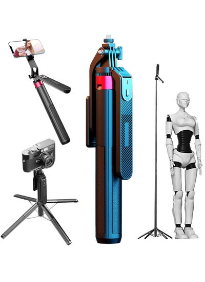 اشتري Tycom Selfie Stick, 180cm Extendable Selfie Stick Tripod with Bluetooth Wireless Remote Phone Holder Black. في الامارات