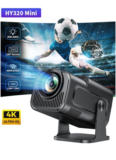 Buy HY320 Mini Portable Newly Native 720P Allwinner H713 Android11 4K Projector 300ANSI Wifi6 BT5.0 Cinema Outdoor Rotable Projector in Saudi Arabia