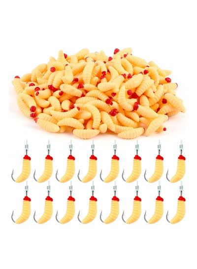 Fake Fishing ait, 200 Pcs Soft Maggot Baits Fake Worms for Fishing Bass ...
