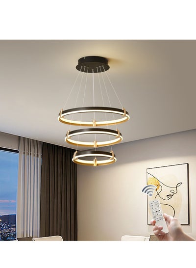 Buy Modern Led Chandelier With Dimmable Suspension And Remote Adjustable Circular Shape Suitable For Kitchen Island, Dining Room, Living Room, And Bar 65w in UAE
