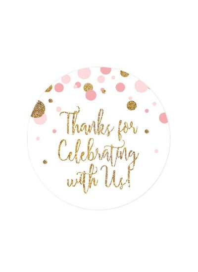 Buy Blush Pink Gold Glitter Girl Baby Shower Party Collection Round Circle Label Stickers Thank You For Celebrating With Us 40Pack in UAE