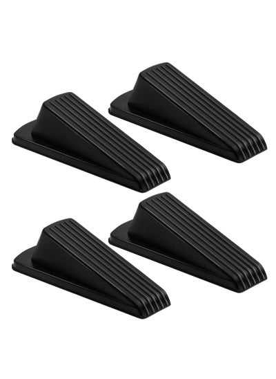 Buy 4 Packs Door Stoppers, Large Rubber Door Stoppers Wedge with Multi Surface Design, Door Stoppers for Bottom, Prevent The Lock-Outs, Floor Sturdy Stackable Door Stop (Black) in Saudi Arabia