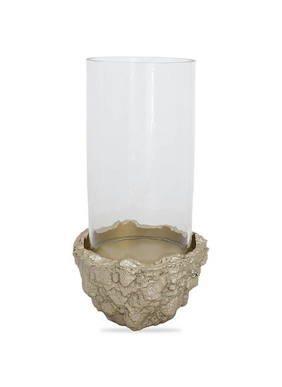 Buy Lava Candle Holder, Gold & Clear - 15x28 cm in UAE