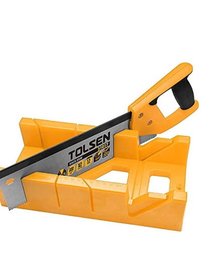 اشتري Tolsen Mitre Box & Fine Saw Patented Gripro Handle Carbon Steel Blade 13TPI 300mm [12"] في الامارات