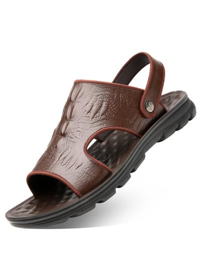 Buy Rubber Sole Beach Shoes Summer Outdoor Sports Closed Toe Comfortable Men's Casual Leather Sandals Casual Anti-kick in Saudi Arabia