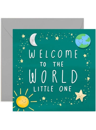 اشتري Old English Co. Welcome To The World New Baby Card Cute Nursery Moon And Stars Card For Baby Girl Or Boy ; Congratulations To New Parents ; Blank Inside & Envelope Included في السعودية