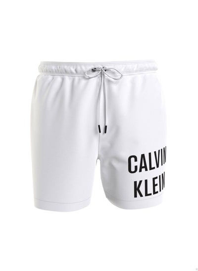 Buy Men's Medium Drawstring Swim Shorts - Intense Power, White in Saudi Arabia