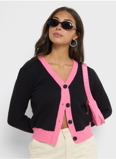 Buy Contrast Trim Detail Cardigan in UAE