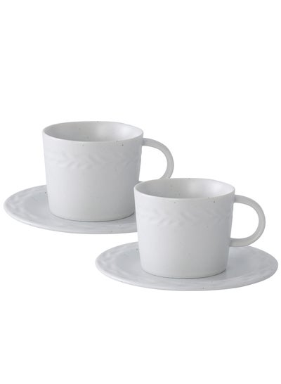 اشتري Set of 2 200ml Porcelain Coffee Mug Set, Large Coffee Cups with Saucers Perfect for Coffee and Tea Lovers في الامارات