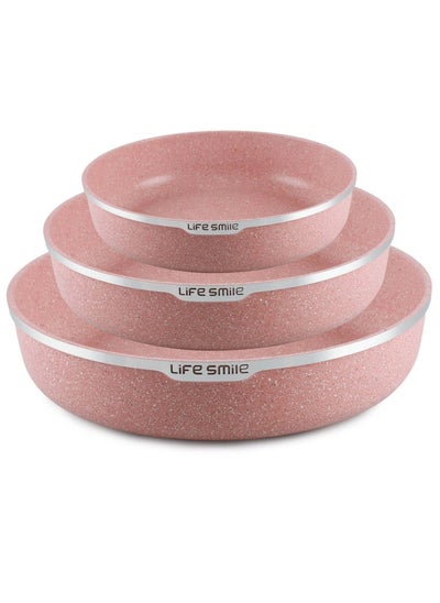 Buy 3PCS Granite Coating Non-Stick Round Cake and Cooking Pan Set SIZE: 24CM, 28CM, 32CM in UAE