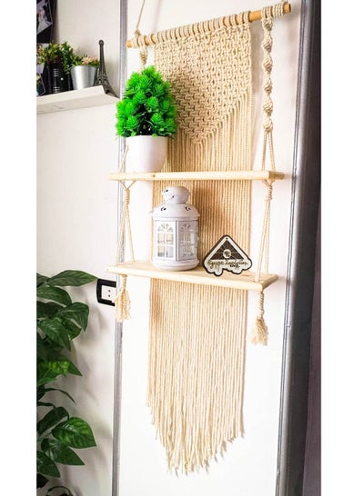 Buy Macrame with twine handmade wood shelf from Egypt Antiques in Egypt