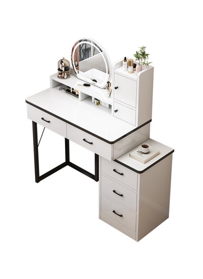 اشتري Modern Minimalist Dressing Table for Bedroom with LED Mirror and Drawer Storage في السعودية