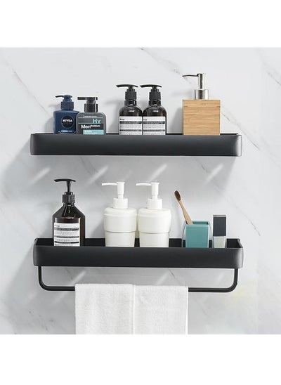 Buy 2-Tier Bathroom Wall Shelf for Bathroom Floating Shelf with Towel Holder 40cm in Saudi Arabia