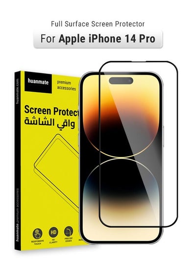 Buy Edge to Edge Full Surface Screen Protector For Apple iPhone 14 Pro Black/Clear in Saudi Arabia